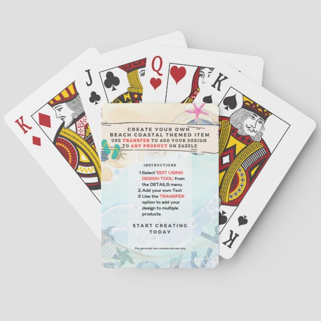 Jeu De Cartes Design Propre Plage Côtier Nautique (dos)