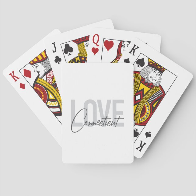 Jeu De Cartes Design simple, moderne et cool J'aime Connecticut (dos)