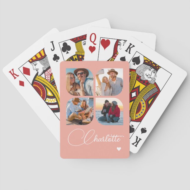 Jeu De Cartes Design Your Own 4 Photo Personalized Name (dos)