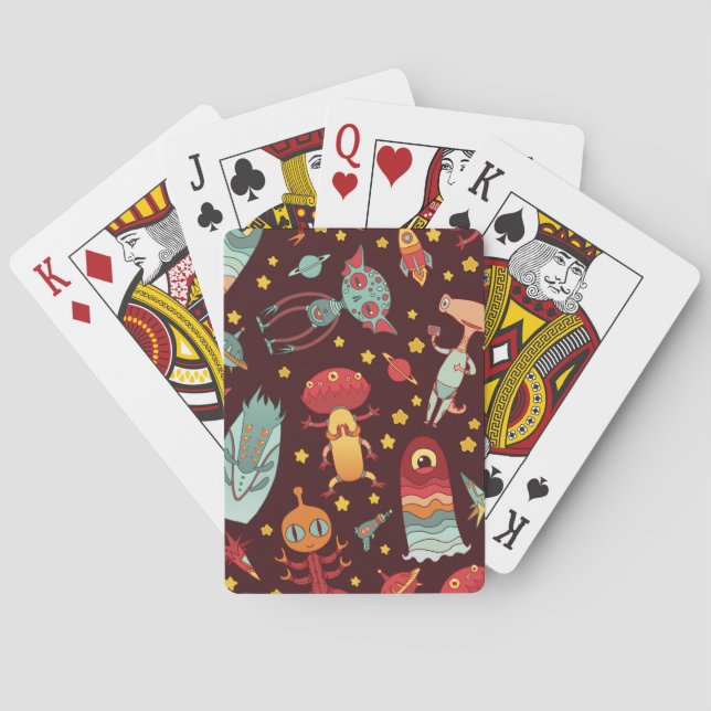 Jeu De Cartes Dessin Alien : Espace Vintage (dos)