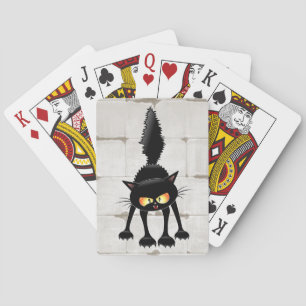 Jeu De Cartes Dessin animé de chat noir drôle et féroce 