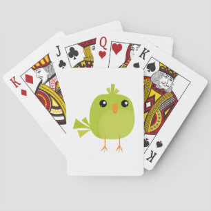 Jeu De Cartes Dessin animé d'oiseau vert mignon