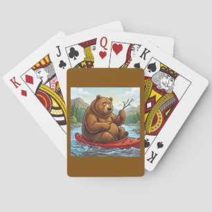 Jeu De Cartes Dessin animé d'ours grizzly drôle en kayak