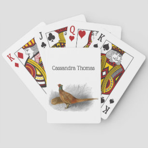 Jeu De Cartes Dessin de couleur d'oiseau de gibier faisan vintag