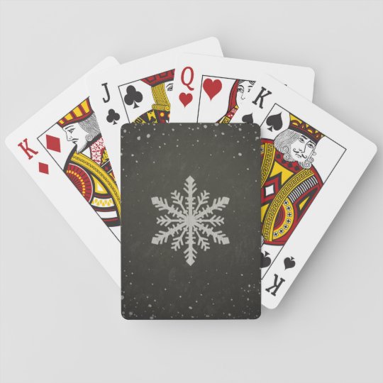 Jeu De Cartes Dessin De Craie Blanc De Flocon De Neige D Hiver Zazzle Fr