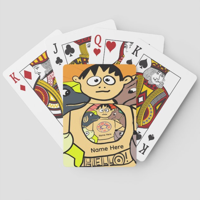 Jeu De Cartes Dessin de Curious Boy et son mignon chien miroir (dos)
