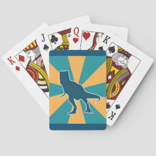 Jeu De Cartes Dessin de dinosaure T-rex en colère jaune et bleu