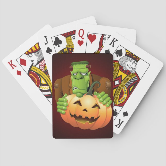 Jeu De Cartes Dessin de Frankenstein Monster avec Citrouille (dos)