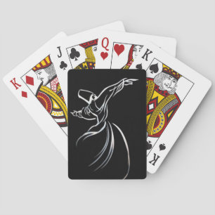 Jeu De Cartes Dessin De Ligne Dervish Style De Calligraphe En Bl