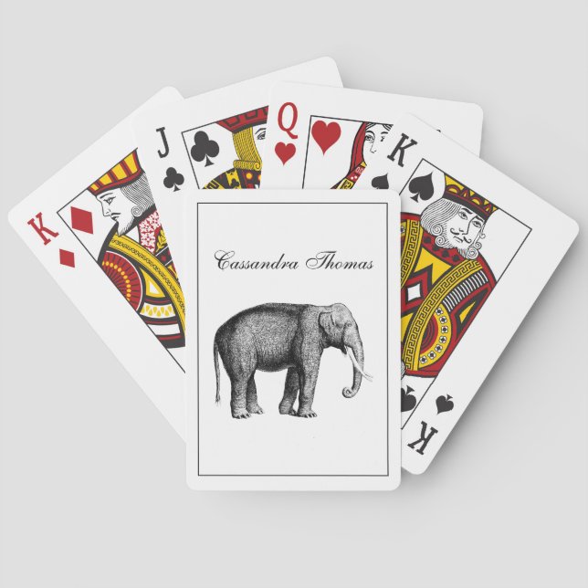 Jeu De Cartes Dessin d'éléphant vintage (dos)