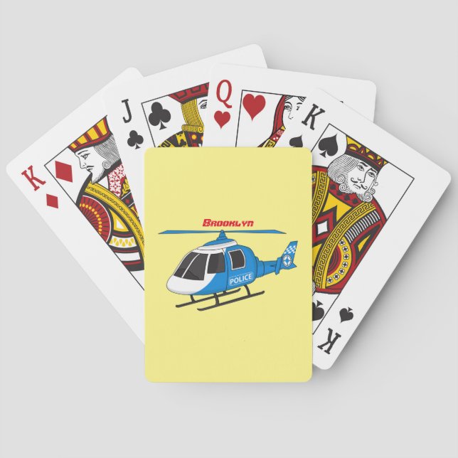 Jeu De Cartes Dessin d'hélicoptère du service de police mignon (dos)