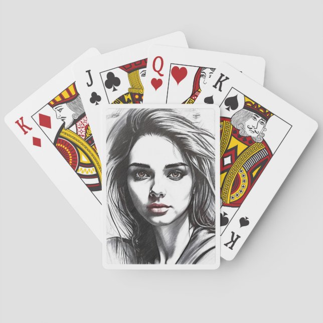 Jeu De Cartes Dessin du portrait d'une femme (dos)