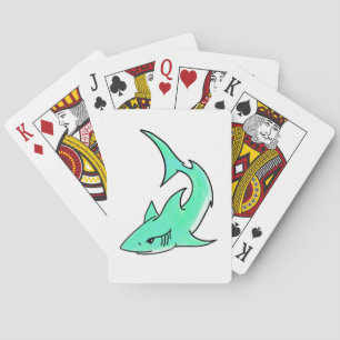 Jeu De Cartes dessin souriant requin menthe bleu vert océan anim