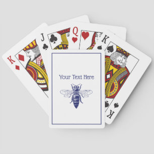 Jeu De Cartes Dessin vintage de reine abeille en bleu