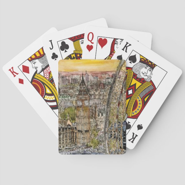 Jeu De Cartes Destinations | Aquarelle Big Ben & London Eye (dos)
