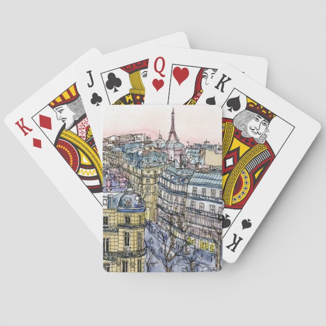 Jeu De Cartes Destinations | Watercolor Eiffel Tower & Paris (dos)
