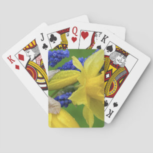 Jeu De Cartes Détail des fleurs de jonquille et de jacinthe. Cré