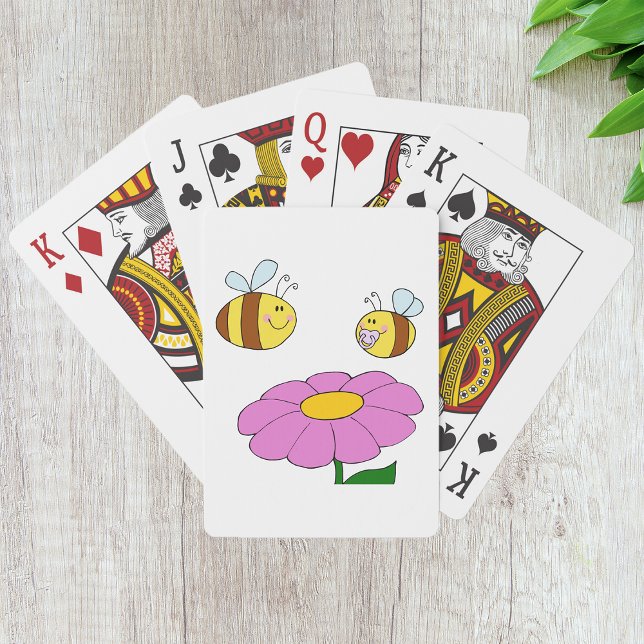Jeu De Cartes Deux Abeilles Et Une Fleur Jouant Des Cartes (Créateur téléchargé)