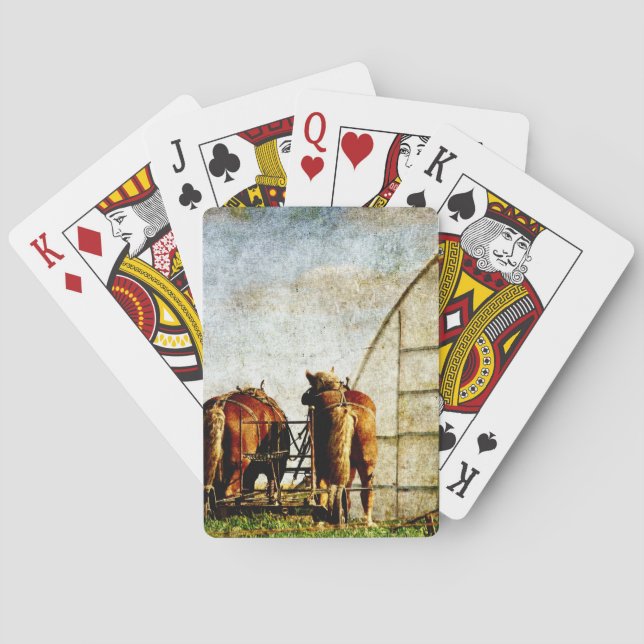 Jeu De Cartes Deux chevaux prêts à travailler (dos)