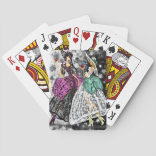 Jeu De Cartes Deux Dames En Dentelles Modernes Jouer Des Cartes