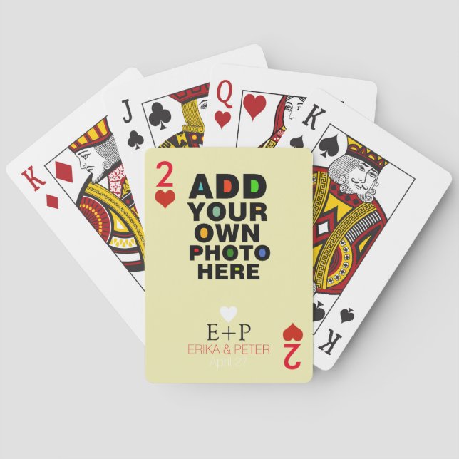 Jeu De Cartes Deux de Coeurs Amour Photo Mariage (dos)