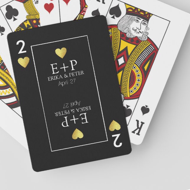 Jeu De Cartes Deux de Coeurs Faveurs de mariage Monogrammé (Créateur téléchargé)