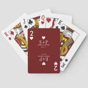 Jeu De Cartes Deux de Coeurs Mariage Faveur Romantique rouge fon