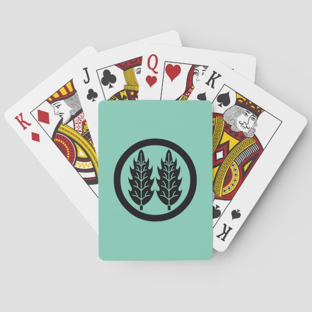 Jeu De Cartes Deux feuilles de houx parallèles dans un cercle (dos)