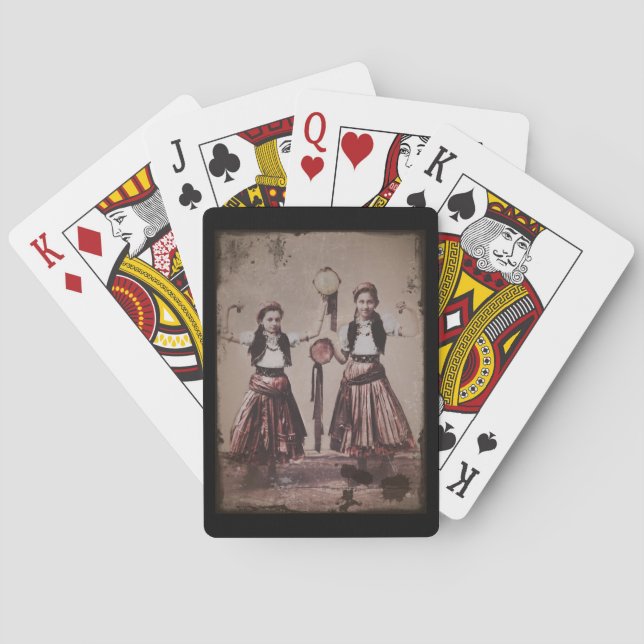 Jeu De Cartes Deux filles tziganes avec Tamborines (dos)