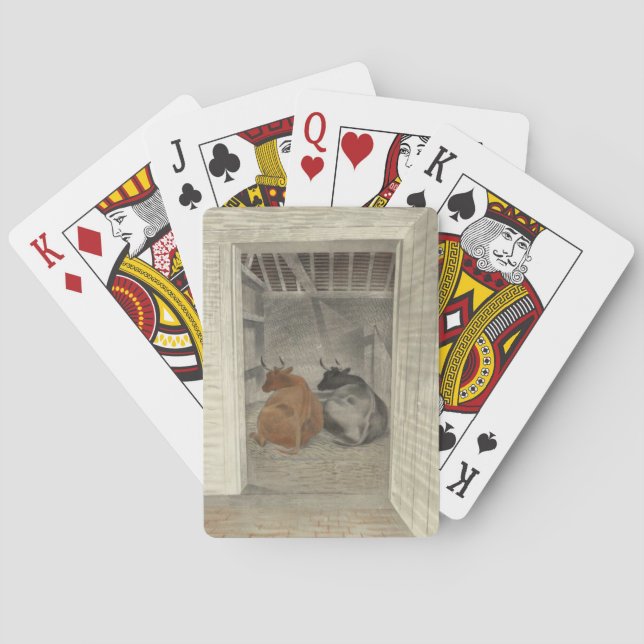 Jeu De Cartes Deux vaches dans une stabilité (par Eric Ravilious (dos)