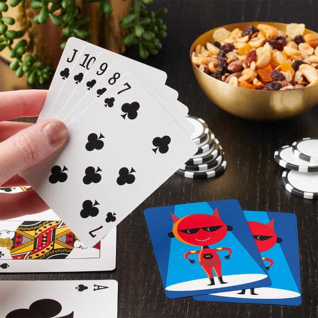 Jeu De Cartes Devil Superhero caractère gras rouge et bleu (Créateur téléchargé)