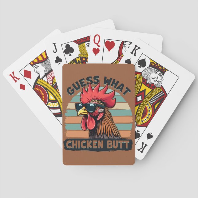 Jeu De Cartes Devinez Quel Beurre De Poulet Drôle Rooster Rétro (dos)