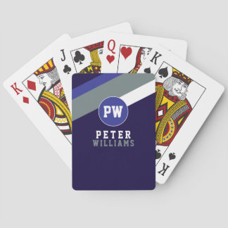 Jeu De Cartes Diagonally Striped Playing Cards Monogrammed Blue