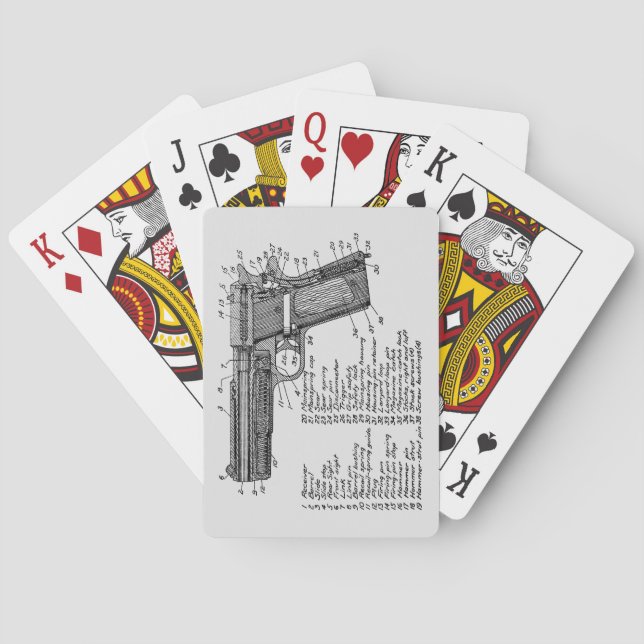 Jeu De Cartes Diagramme V2 d'arme à feu (dos)