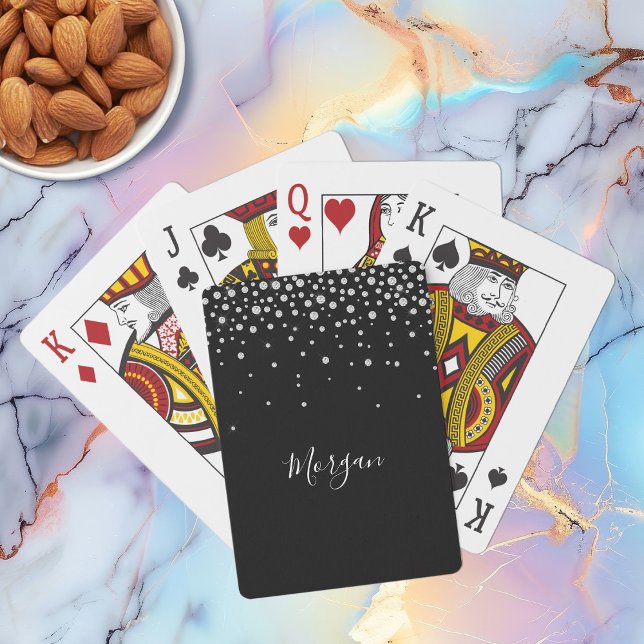 Jeu De Cartes Diamants blancs sur noir, nom de script blanc (Créateur téléchargé)