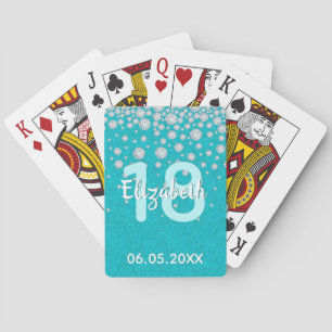 Jeu De Cartes Diamants de parties scintillant verte turquoise 18
