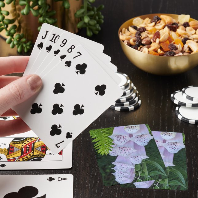 Jeu De Cartes Digitale Pourpre Avec Taches Roses Floral (In Situ)