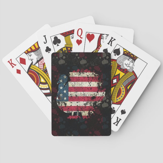 Jeu De Cartes Dinde de Thanksgiving avec drapeau américain (dos)
