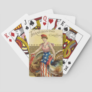 Jeu De Cartes Dindes Lady Liberty Drapeau américain Patriotique