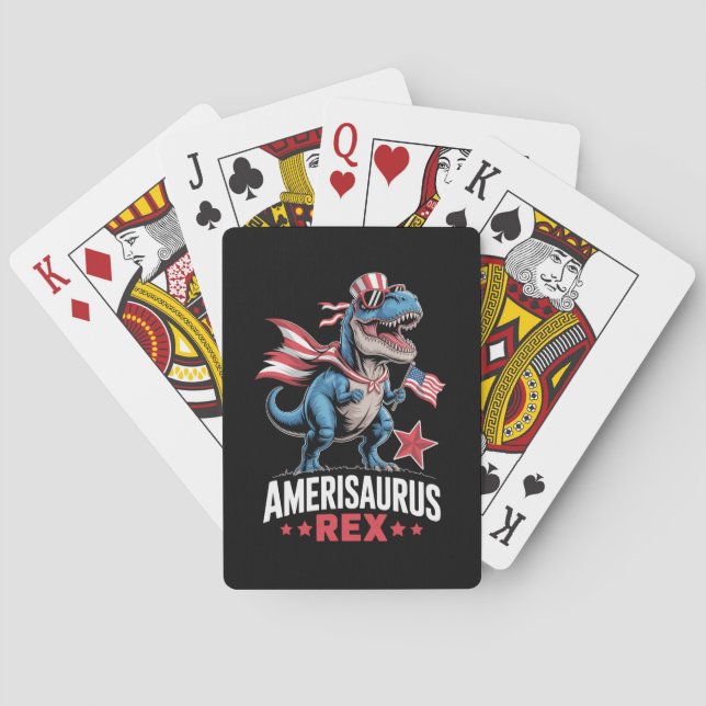 Jeu De Cartes Dinosaure 4 juillet Amerisaurus T Rex Drôle (dos)