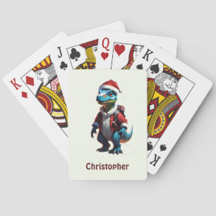 Jeu De Cartes Dinosaure de Noël bleu