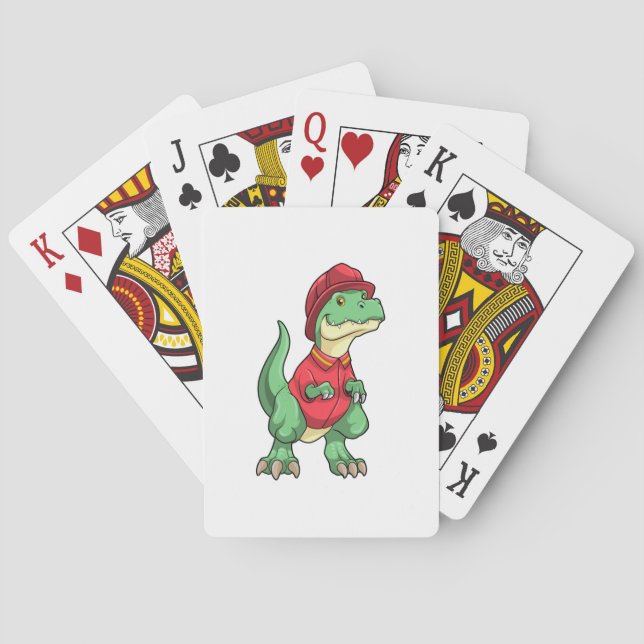 Jeu De Cartes Dinosaure en pompier avec casque de pompier (dos)