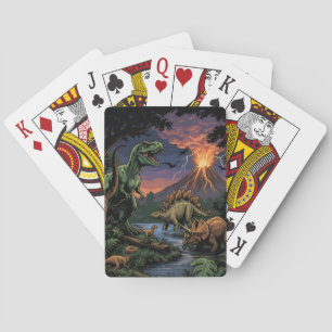 Jeu De Cartes Dinosaure Rex et Triceratops Jurassique Vintage 
