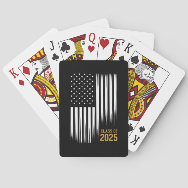 Jeu De Cartes Diplômés de la promotion 2025 Drapeau américain  (dos)