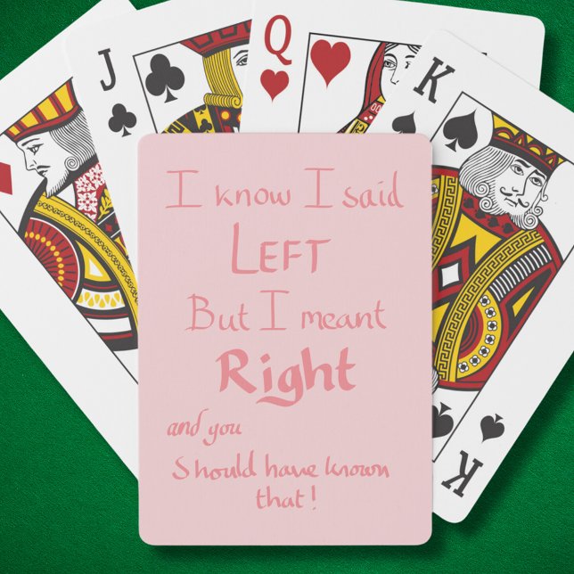 Jeu De Cartes Dit Gauche Drôle Directions Argument Slogan Rose (Funny driving directions car joke pink playing cards for her)
