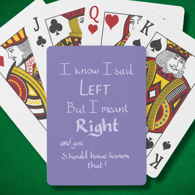 Jeu De Cartes Dit Laissé Drôle Argument Conduisant Citation Viol (Funny driving directions joke purple playing cards fun car humor gifts for her)