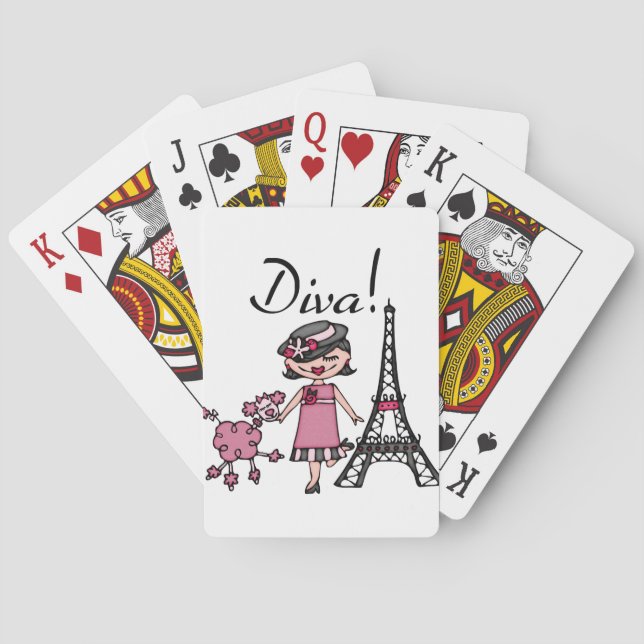 Jeu De Cartes Diva de cheveux noirs (dos)