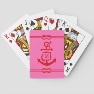 Jeu De Cartes DIY Corde à Nœud Ancrage Monogramme Blanc Marine S
