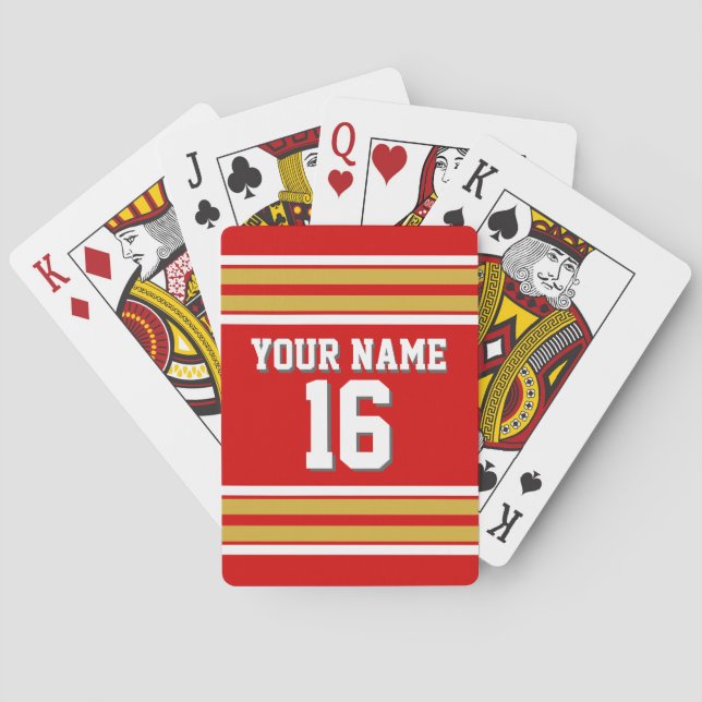 Jeu De Cartes do-it-yourself BG Red Gold Team Jersey Numéro pers (dos)