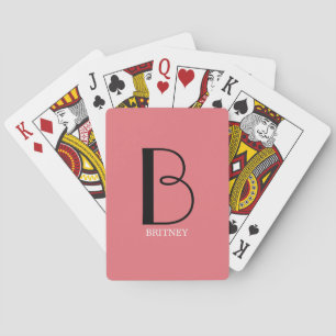 Jeu De Cartes do-it-yourself gros monogramme et nom Texte noir/b
